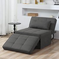 Pouf convertible moderne 4 en 1 en tissu respirant, fauteuil-lit avec dossier réglable, chaise pliante pour salon