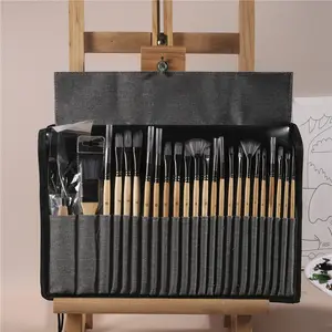 Set Kuas Lukis Kualitas Tinggi 24 Buah Kuas Nilon Dalam Tas Kanvas untuk Lukisan Seni