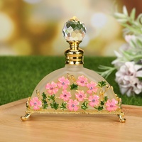 Botol Parfum Logam Setengah Bulat Motif Bunga 20ml, Berhias Batu, Isi Ulang Minyak Atsiri, Botol Attar, Outlet Pabrik 20405