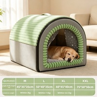 Rumah Anjing & Tenda Kucing Bahan Flanel Gaya Cottage Dapat Dilepas Dicuci Hangat Tertutup untuk Keamanan Musim Dingin Cocok Semua Musim