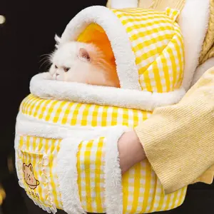Luxury anti escape design autumn winter pet backpack semi enclosed comfortable pet travel bag