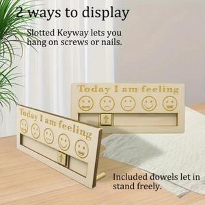 Letrero de Madera Plano 2D con Expresión de Emociones, <span class=keywords><strong>Hoy</strong></span> Me Siento con 5 Símbolos de Emociones, Decoración Educativa para Pared y Regalo Familiar - Product Image 6