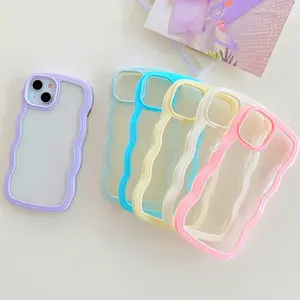 In stock mixed color Phone Case for iPhone 15 14 13 12 11 Pro Max Shockproof New Arrival Colorful Wave Frame Cute Korean Ins