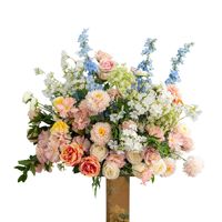 Kleurrijke kunstbloemenloper arrangement gangpad wegwijzer duurzame metalen basis roos gypsophila bloemenbal voor bruiloft feest