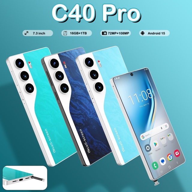 Wholesale 5g Andriond Smartphone New C40 Pro 5G Network 7.3 - Inch Large Screen 16GB + 1TB Mobile Phones