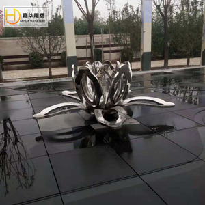 Sculpture de fleur en acier inoxydable Jiahua, ornement de jardin en métal fait main, à poser au sol en extérieur, lotus - Product Image 3