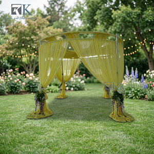 Elegant Yellow Round Canopy Pipe and Drape Kit for Outdoor Wedding Decor Detachable Metal Frame - Product Image 2