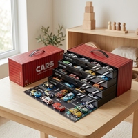 Lot de 48 voitures miniatures en alliage à rétrofriction avec boîte de rangement conteneurisée, collection de voitures de course à friction pour enfants
