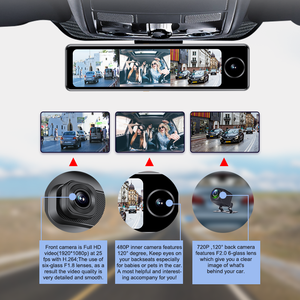 3 máy ảnh xe máy ảnh 4G Android 10.88 "IPS xe gương Video Recorder GPS ADAS 2G + 32G FHD 1080P Dashcam Rear View gương - Product Image 3