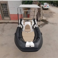 Bateau pneumatique à rames en fibre de verre HUIXIN RIB390C certifié CE, 12,8 pieds/3,9 m, coque en V profond, Hypalon PVC, moteur hors-bord, 5 personnes