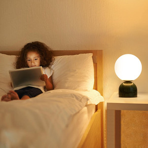 Modern Simple <strong>Table</strong> <strong>Lamp</strong> with Soft Luminous Ball Shape Glass Shade and Marble <strong>Base</strong> for Hotel Bedrooms - Product Image 4