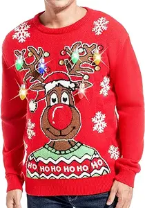 <span class=keywords><strong>Pull</strong></span>-over personnalisé à motif de wapiti de Noël <span class=keywords><strong>Pull</strong></span>-over tricoté à manches longues pour hommes - Product Image 3