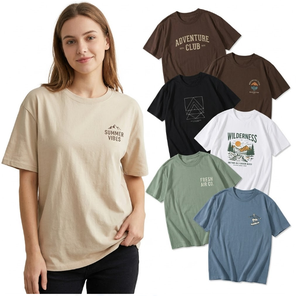 Camiseta de Algodón 100% de Alta Calidad, Estilo Holgado con Estampado de Dibujos Animados, Tallas Variadas, Venta al Por Mayor, 300gsm, Peso Pesado - Product Image 1