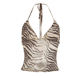 วิวิบลุค J26TP104 เสื้อกล้ามผู้หญิงสำหรับฤดูร้อน ลายเสือดาว สายรัดคอแบบผูกหลัง เสื้อครอปสำหรับสุภาพสตรี - Product Image 6