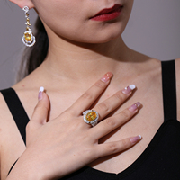 C9381 gioielli dimoranti Brand New Moon Star Bezel giallo dorato zirconi fatti a mano in argento Sterling 925 orecchini alla moda