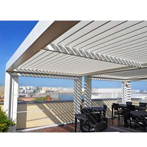 Gazebo électrique de luxe Système de toit à persiennes motorisées réglables Pergola coupe-vent imperméable en aluminium Manteau en poudre <span class=keywords><strong>MULAN</strong></span> PG001 - Product Image 6