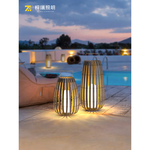 Lámpara Solar de Jardín Zi Rui, Lámpara LED Impermeable para Exteriores, Luz Decorativa para Césped, Patio y Jardín, Estilo Ratán - Product Image 4