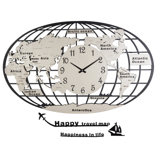 Wholesale Wall Clock World Map Wall Art Decor, Stock Art Map Wall Clock for Wall Decor, Wall Clock with Map for Home Decor