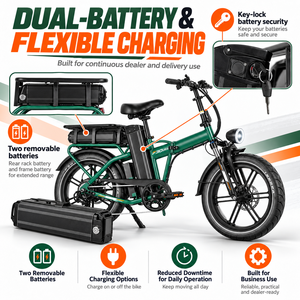 จักรยานไฟฟ้า QMWHEEL F30 Ultra UK Warehouse E Bike ขนาด 20 นิ้ว พับได้ กำลังไฟ 250W 48V แบตเตอรี่คู่ 70Ah ขายส่ง - Product Image 3