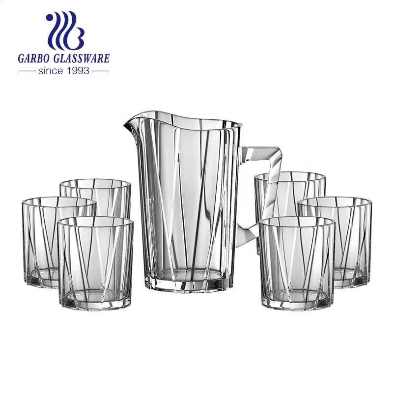 2020 Set di brocche di vetro di alta qualità per la casa utilizzando stoviglie personalizzate bicchiere per acqua potabile trasparente nuovi design Set di bicchieri