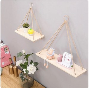 Customized Wood Hanging Swing <strong>Rope</strong> <strong>Shelves</strong> Rustic <strong>Rope</strong> Hanging <strong>Shelves</strong> Rustic Wall Decor Swing <strong>Shelf</strong> - Product Image 2