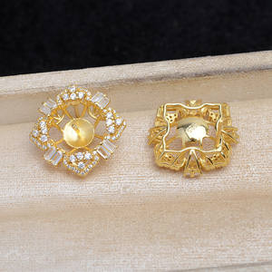 อุปกรณ์ทำเครื่องประดับมุก DIY เงินแท้ 925 รุ่น JG5920 ต่างหูรูปใบโคลเวอร์ กึ่งสำเร็จรูป 10-12 ต่างหู ประดับเพชรซิรคอน ชุบเคลือบ - Product Image 3