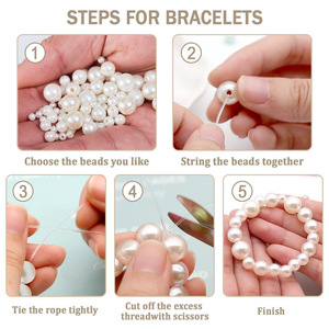 Kit d'accessoires de perles DIY, 1890 perles rondes en verre blanc pour la fabrication de bracelets - Product Image 4