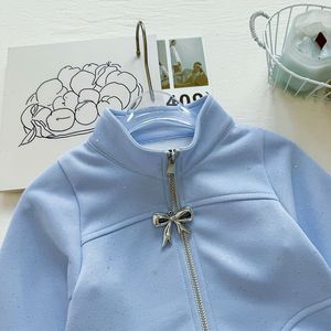 Nuovo Stile Autunnale per Bambine Coreane: Set Due Pezzi con Giacca Casual Glitterata con Zip e Pantaloni a Zampa in Pizzo - Product Image 5