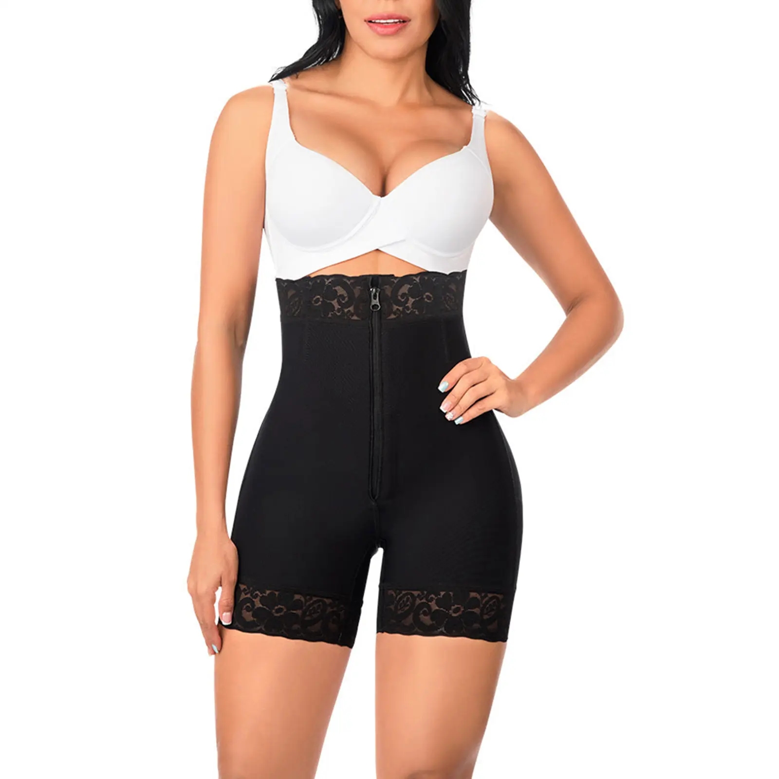 Hot-selling Women's High Lace Waist Trainer Kippers Leggings Strong Elastic Shaper Shorts Butt Lifter Shapewear