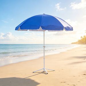120cm Windproof Outdoor Beach <b>Umbrella</b> Silver Coating UPF50+ UV Protection Adjustable Pole <b>Patio</b> Backyard <b>Sun</b> Shade Parasol - Product Image 1