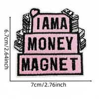 En gros, patchs brodés thermocollants et à coudre, thème dollar rose, motifs dessin animé (argent, lèvres, sac à monnaie), décoratifs
