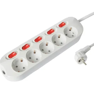 multi socket,power socket, 5 ways Germany style household multiple socket hot in European with children protection and individual luminous switch SAFELINE power strip