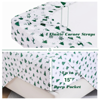 Ensemble de draps en coton ajustés 4 pièces |   Motif floral/végétal jetable au design simple |   Décoration de vacances pour hôtel et usage domestique