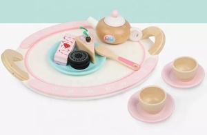 Nuovo arrivo felice giocattoli da cucina educativo per la cottura del legno Set da tè <span class=keywords><strong>con</strong></span> vassoio per i bambini - Product Image 4