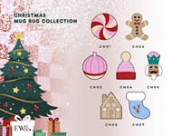 Décoration de vacances de Noël motif personnalisé tapis tasse sous-verres mignon café boisson poinçon aiguille caboteur