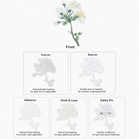 Écusson brodé personnalisé en forme de branche florale blanche, avec applique florale détaillée, pour robes, vêtements, sacs, vente en gros, direct usine