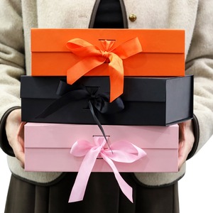 Customize Logo Printed Black <b>Paper</b> Flat <b>Pack</b> Rigid Cardboard Clothing Cosmetic Shoe Foldable Packaging Magnetic Folding Gift Box - Product Image 2