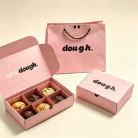 Boîtes à biscuits en carton de qualité alimentaire personnalisées, emballage de pâtisserie rose, boîte à biscuits et à beignets pliable en papier biodégradable