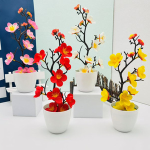 Pruim Bloesem Bonsai Voor Huis Woonkamer Decoratie Kunstmatige Plant Potplanten Kleine Bloempotten Voor Slaapkamer Decoratie - Product Image 1