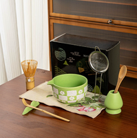 Kit de préparation Matcha personnalisé de qualité supérieure avec Chasen et ensemble Matcha à carreaux marron