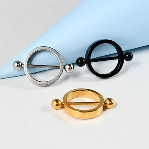 스테인레스 스틸 젖꼭지 방패 피어싱 젖꼭지 반지 라운드 골드 & 블랙 & 실버 산업 바벨 반지 젖꼭지 피어싱 보석 - Product Image 3