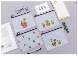 Étui à crayons transparent givré de stockage d'anneau de <span class=keywords><strong>cactus</strong></span> de PVC - Product Image 6