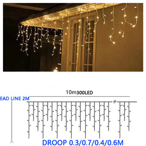 Waterfall Style Christmas <b>Lights</b> Solar Panel 3M 5M 10M Fairy <b>Lights</b> Outdoor IP65 Waterproof 300LED Dimmable House Decorating - Product Image 4