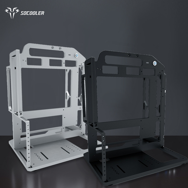 Socooler Custom Mid Tower Open Frame Aluminum Alloy PC Case with RTX 4060 GPU Compatibility Side Panel Window Custom Accessories