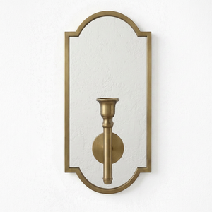 Modern Minimalist Brass Finish <b>Wall</b> <b>Sconce</b> Mirror Decorative Metal <b>Wall</b> <b>Sconces</b> with Single Pillar Candle Holder - Product Image 1