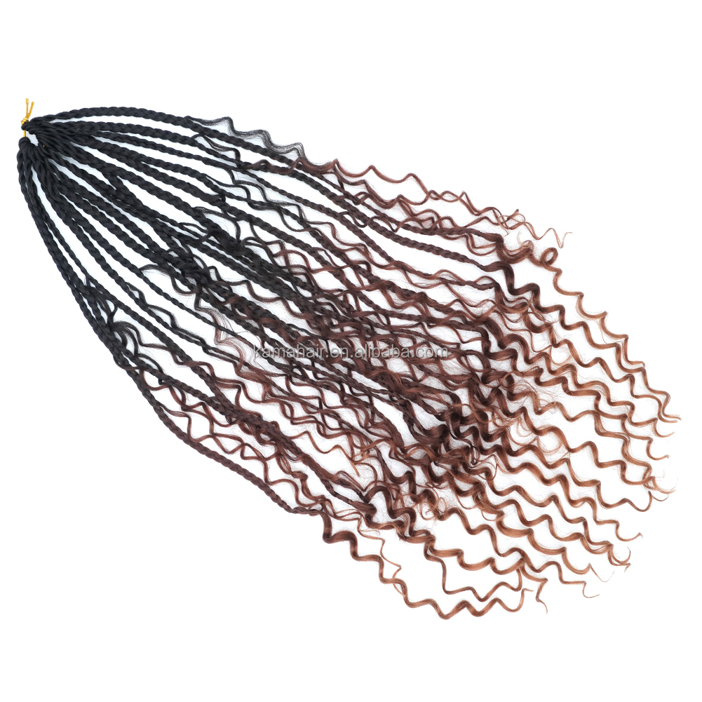 KAMA Pre-Looped Dyed Synthetic Braids Soft Hair Extensions Boho Box Jumbo River Loco Butterfly Crochet Single Weft Hair Waving Detail Section 7