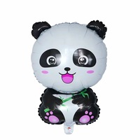 Ballons en aluminium Panda : Tête de Panda assise, étoile et cœur – Ensemble de ballons Mylar pour thème Panda ou zoo