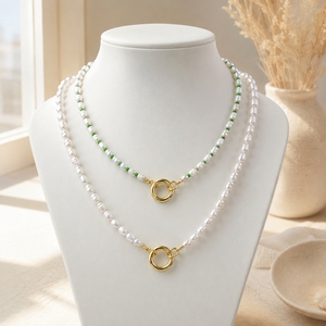 Collana di Perle Barocche Personalizzata <span class=keywords><strong>da</strong></span> 18 Pollici, 100% Perle d'Acqua Dolce Naturali 3-4MM, Chiusura Placcata Oro 18K per Signore - Product Image 1
