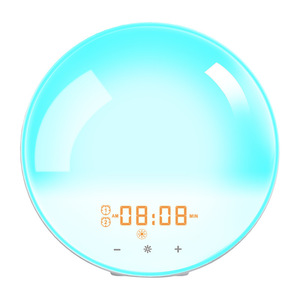 Sunrise Wake-up Light Alarm <b>Clock</b> <b>Led</b> Seven Color Round Bedside Night Light With Usb Power And Manual Control - Product Image 5