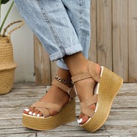 Sandales compensées lumineuses à bride arrière pour femme - Collection Printemps/Automne pour l'extérieur - Offre Spéciale